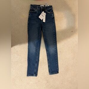 Zara Dark Blue High-Rise Slim Jeans. Size 0